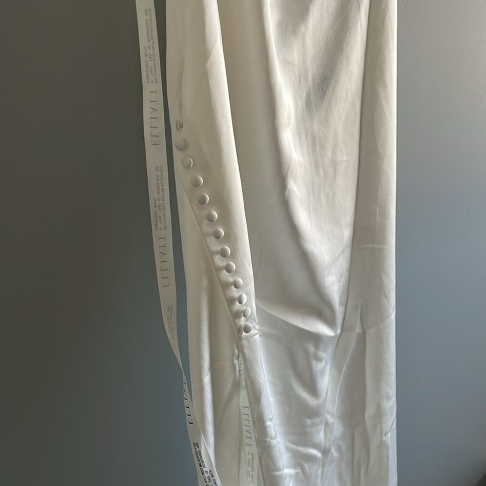 REVOLVE white high neck gown wedding with buttons and slit - Picture 5 of 6